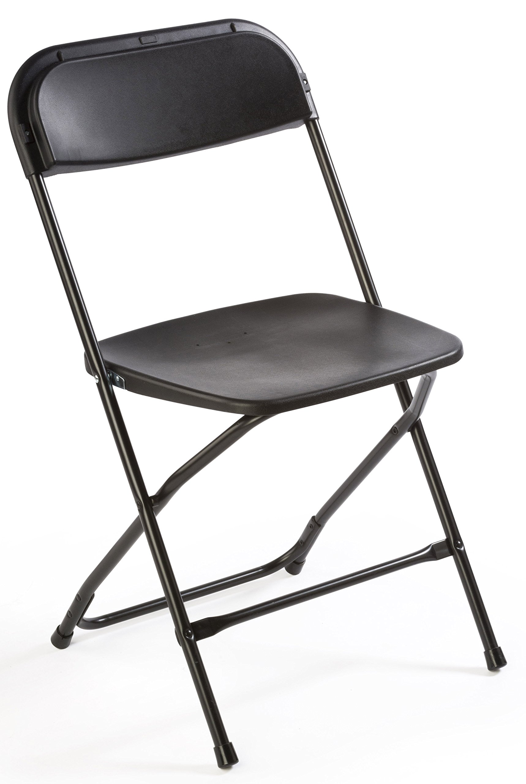Displays2go Portable Stacking Folding Chairs - 32.5 Inch Height, Set of 4 Black Plastic Chairs for Indoor & Outdoor Use - Perfect for Parties, Events, Picnics, and Home Decor