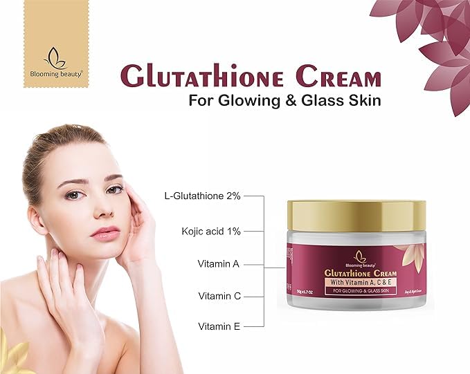 Glutathione Face Cream for Skin Whitening & Brightening - Day & Night Moisturizer for Glowing Skin, Dark Spot Removal, Anti-Acne & Dark Circle Treatment - 50g (Pack of 1) - Perfect for Daily Skincare Routine & Travel
