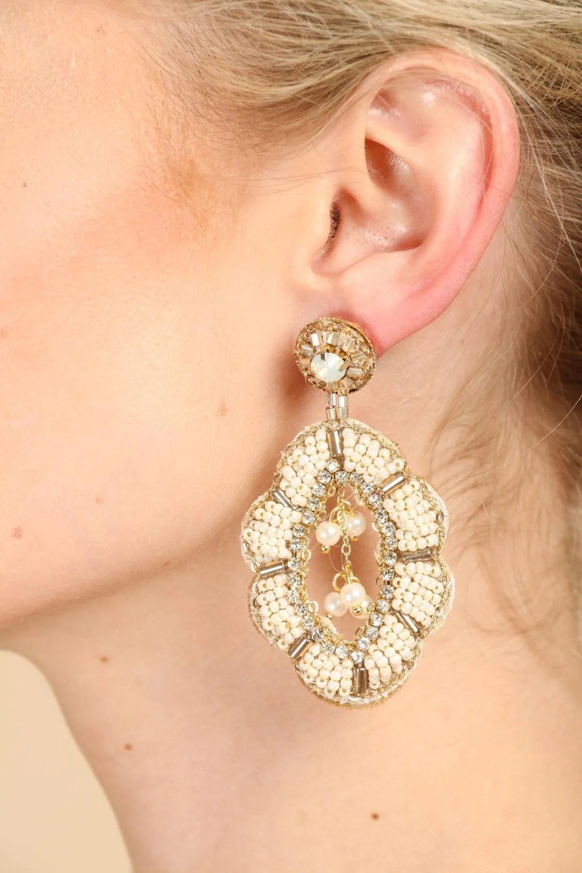 Rococo Beaded Statement Earrings for Women - Elegant Vintage Dangle Earrings for Party, Wedding & Special Occasions