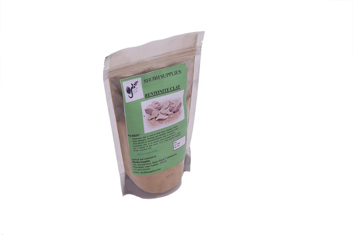 Shubh Supplies 100% Natural Organic Bentonite Clay Powder - Skin Cleanser & Detox Face Mask (200g) for Acne Treatment, Blackhead Removal & Glowing Skin | Perfect for DIY Spa, Skincare Routine & Deep Pore Cleansing