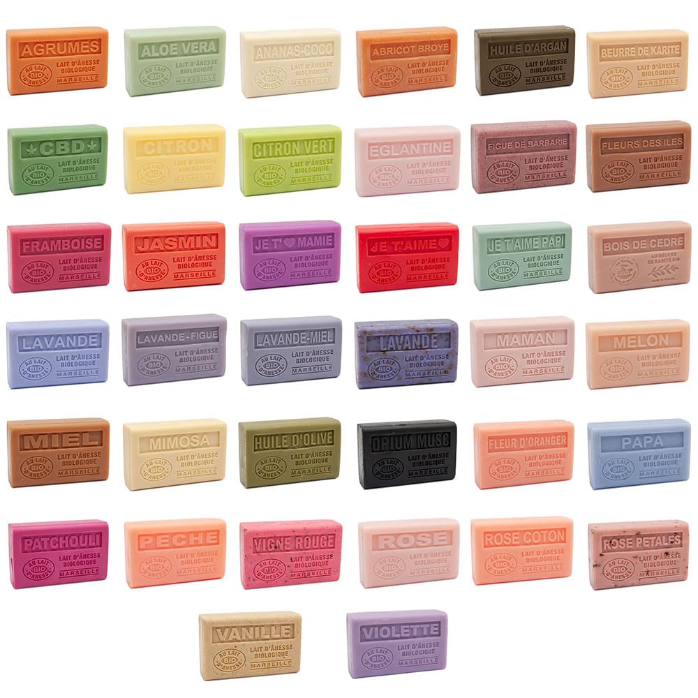 Provence Savon de Marseille French Soap - Organic Donkey Milk & Honeysuckle Scented - 125g Bar for Sensitive Skin Care & Luxury Bathing