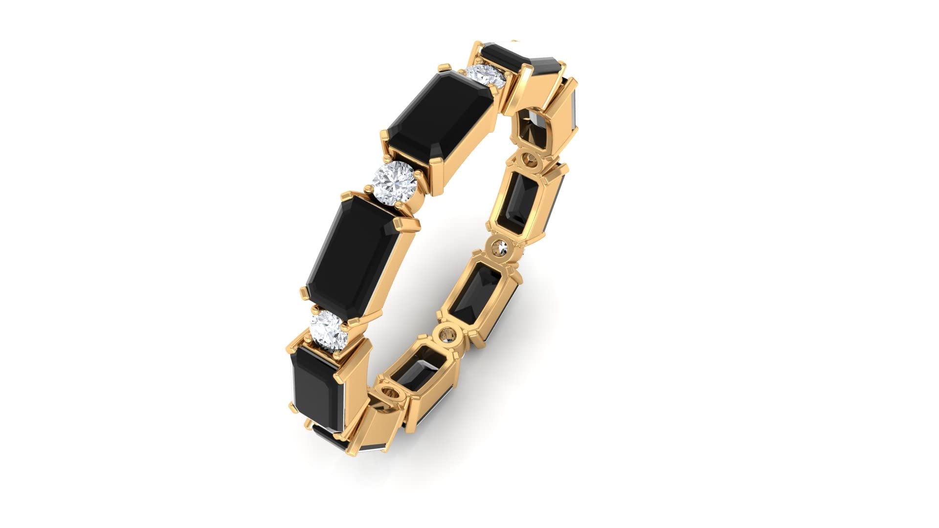 4.25 CT Black and White Diamond Wedding Band for Men - Octagon Cut Created Black Diamond Ring in 14K Solid Gold - Perfect for Engagements, Anniversaries & Special Occasions