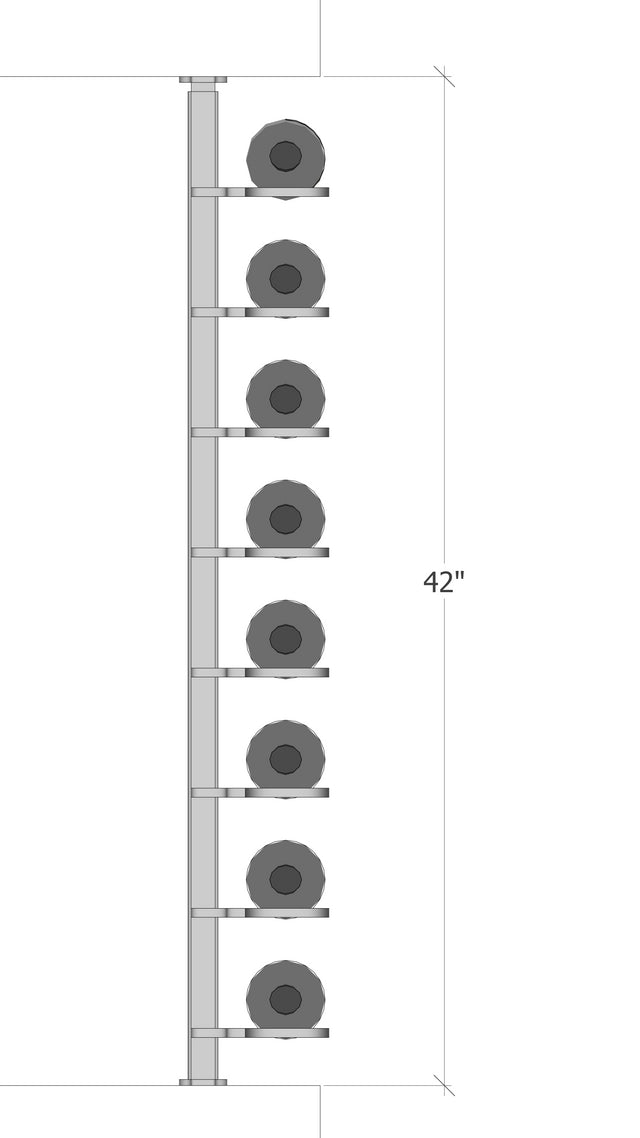 Urban Ironcraft Floor to Ceiling Wine Racks - Single Bottle Label Facing Pillar Series | Space-Saving Wine Storage for Home Bars, Cellars & Restaurants