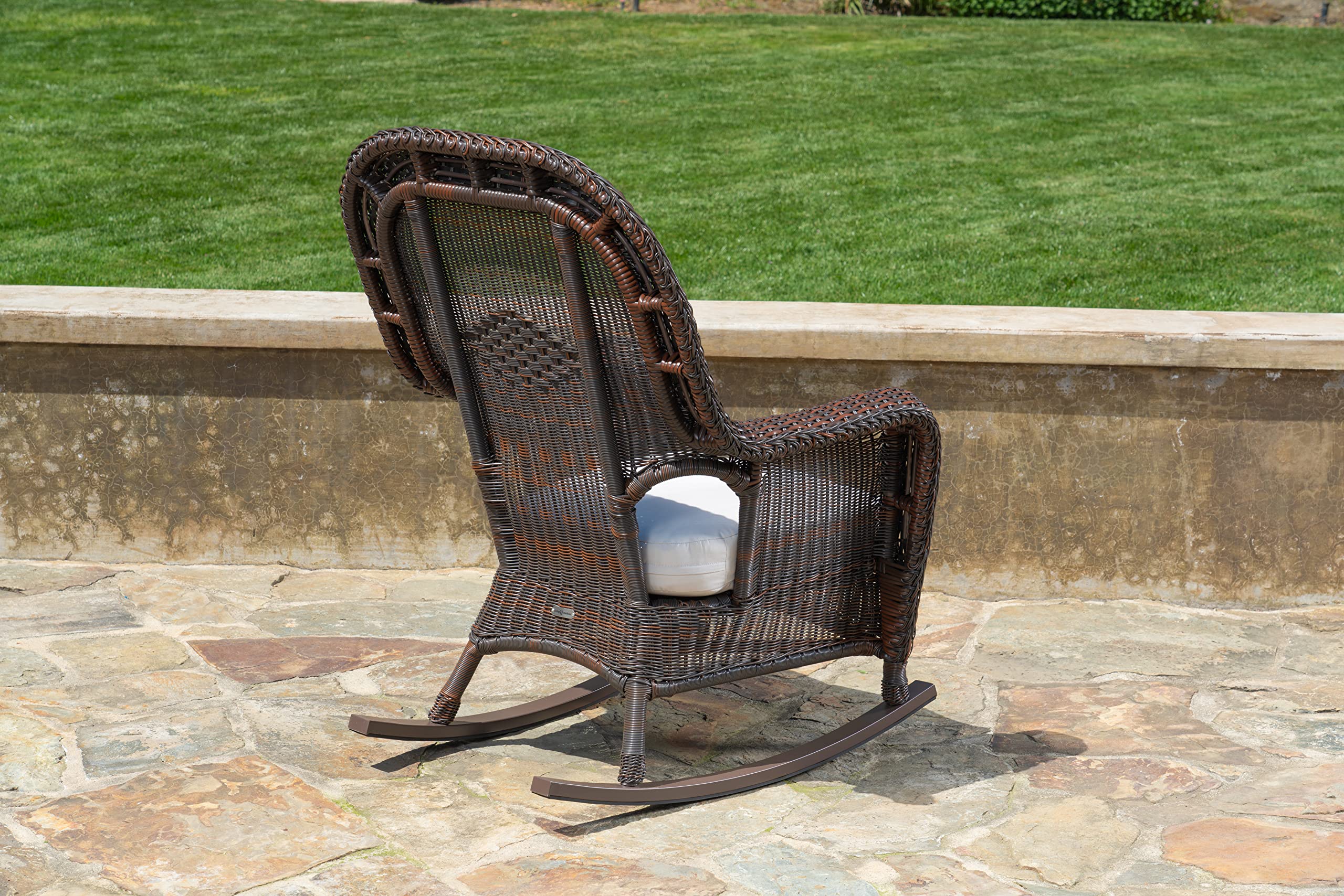 Tortuga Outdoor Sea Pines Side Table and Java Rocking Chair Set - Perfect for Patio, Deck, Garden, and Backyard Relaxation