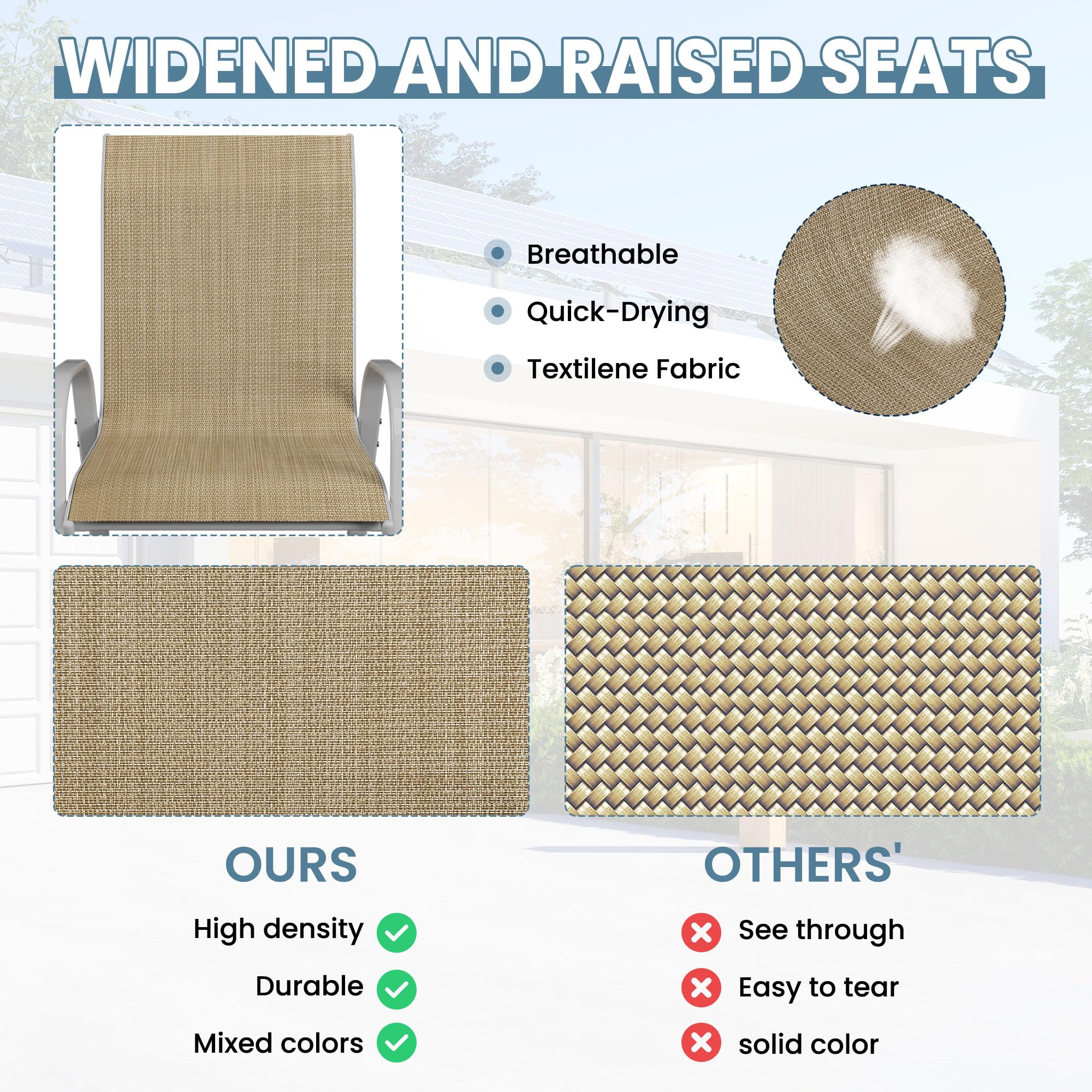 Amopatio 4-Piece Stackable Patio Chairs Set - Weather-Resistant Outdoor Dining Chairs for Garden, Backyard & Deck - Silver Beige All-Weather Furniture for Entertaining & Relaxation