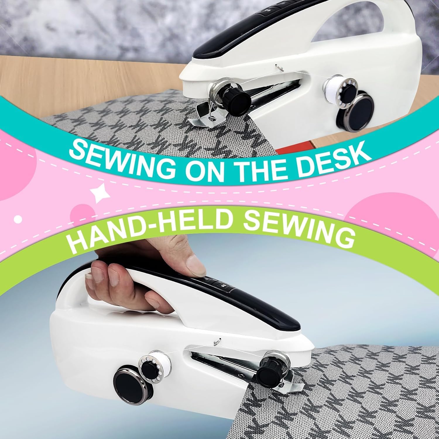 Portable Handheld Sewing Machine for Adults & Beginners - USB Rechargeable Heavy Duty Stitch Tool for Hemming Jeans, Denim & Fabrics | Perfect for Quick Repairs, DIY Crafts & Emergency Clothing Fixes