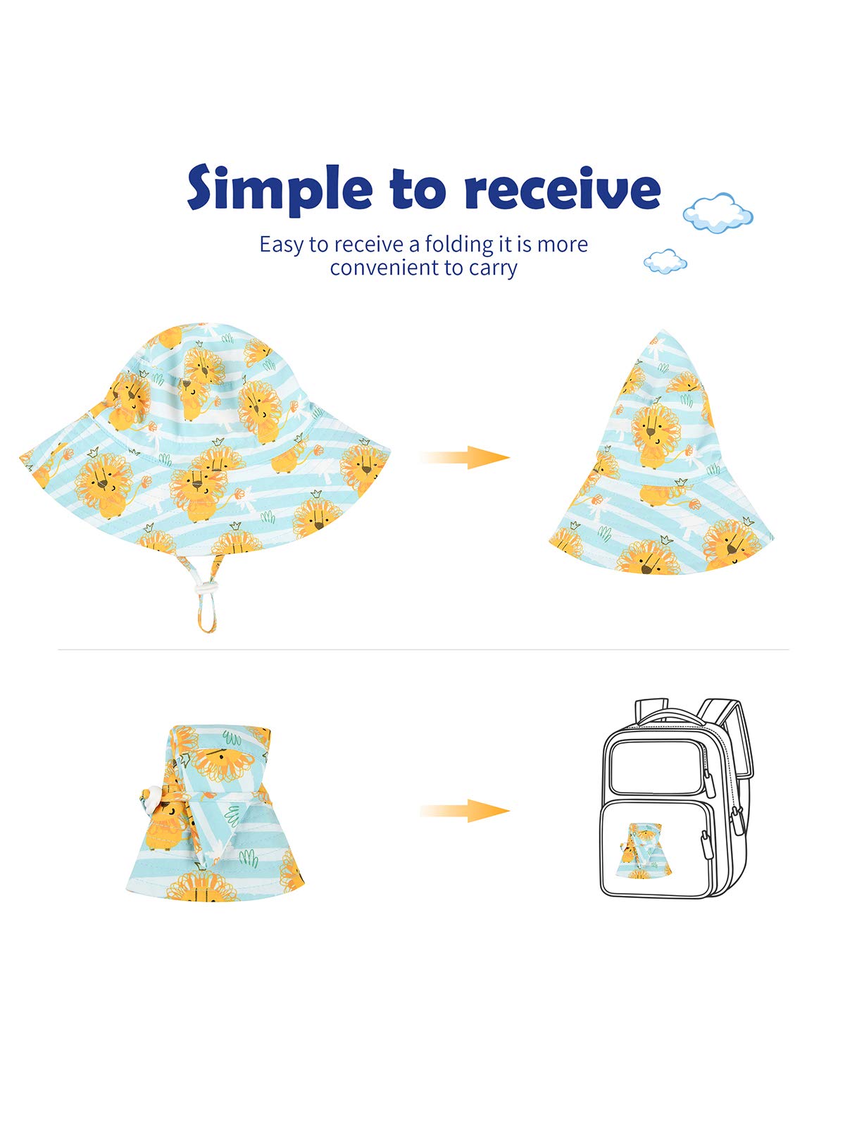 UPF 50+ Baby Sun Hat with Wide Brim - Toddler Bucket Hat for Boys & Girls - UV Protective Summer Beach Hat for Outdoor Play, Swimming & Park Adventures