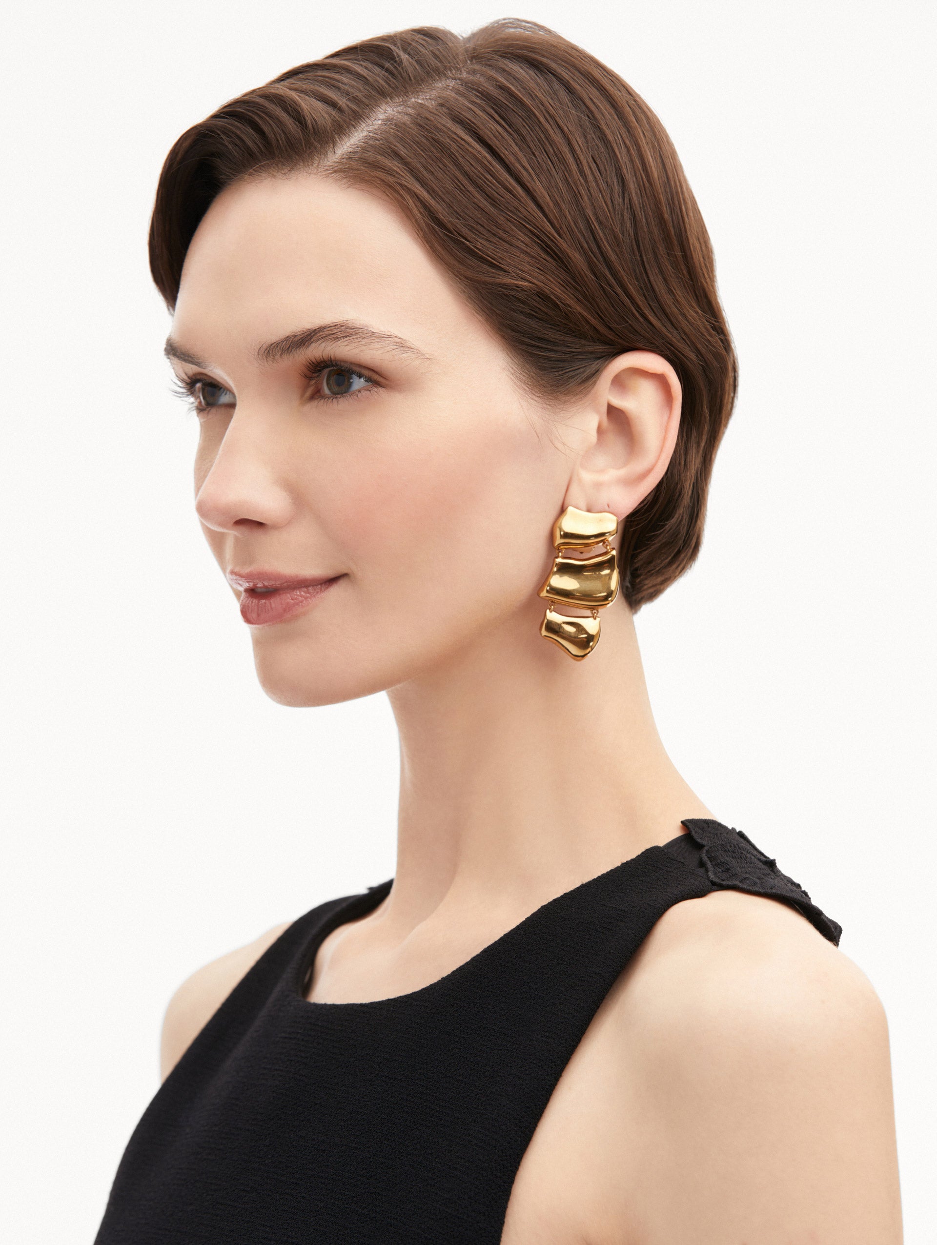 Elegant Sculpted Metal Drop Clip-On Earrings for Women - Lightweight & Comfortable for Parties, Weddings & Everyday Wear