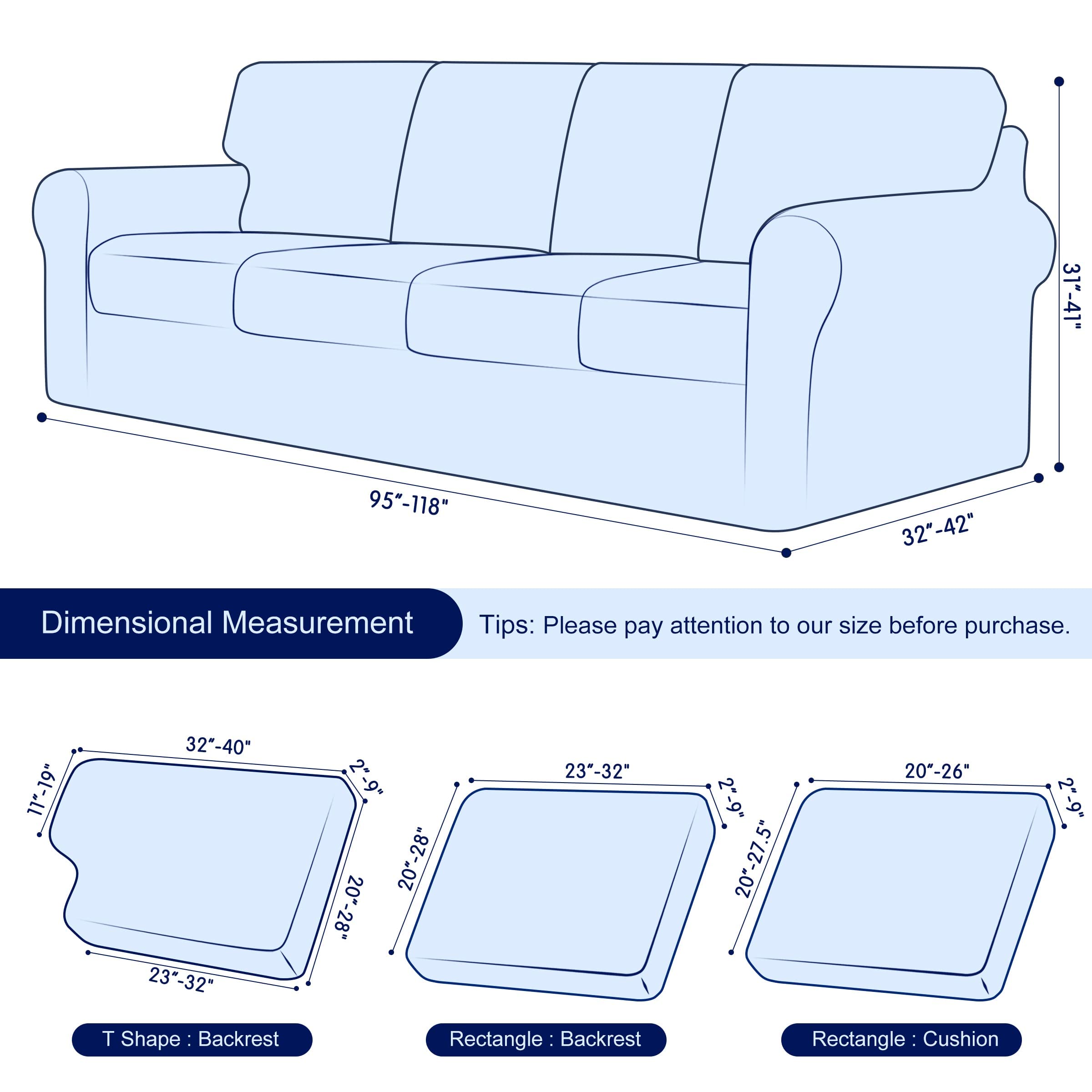 SUBRTEX 3-Piece Armchair Cover & 9-Piece XL Sofa Cover Set - Stretchable Couch Slipcovers with Separate Backrest & Cushion Covers - Living Room Furniture Protector (Small + X-Large, Turquoise) | Perfect for Home Decor, Pet Protection & Furniture Renewal