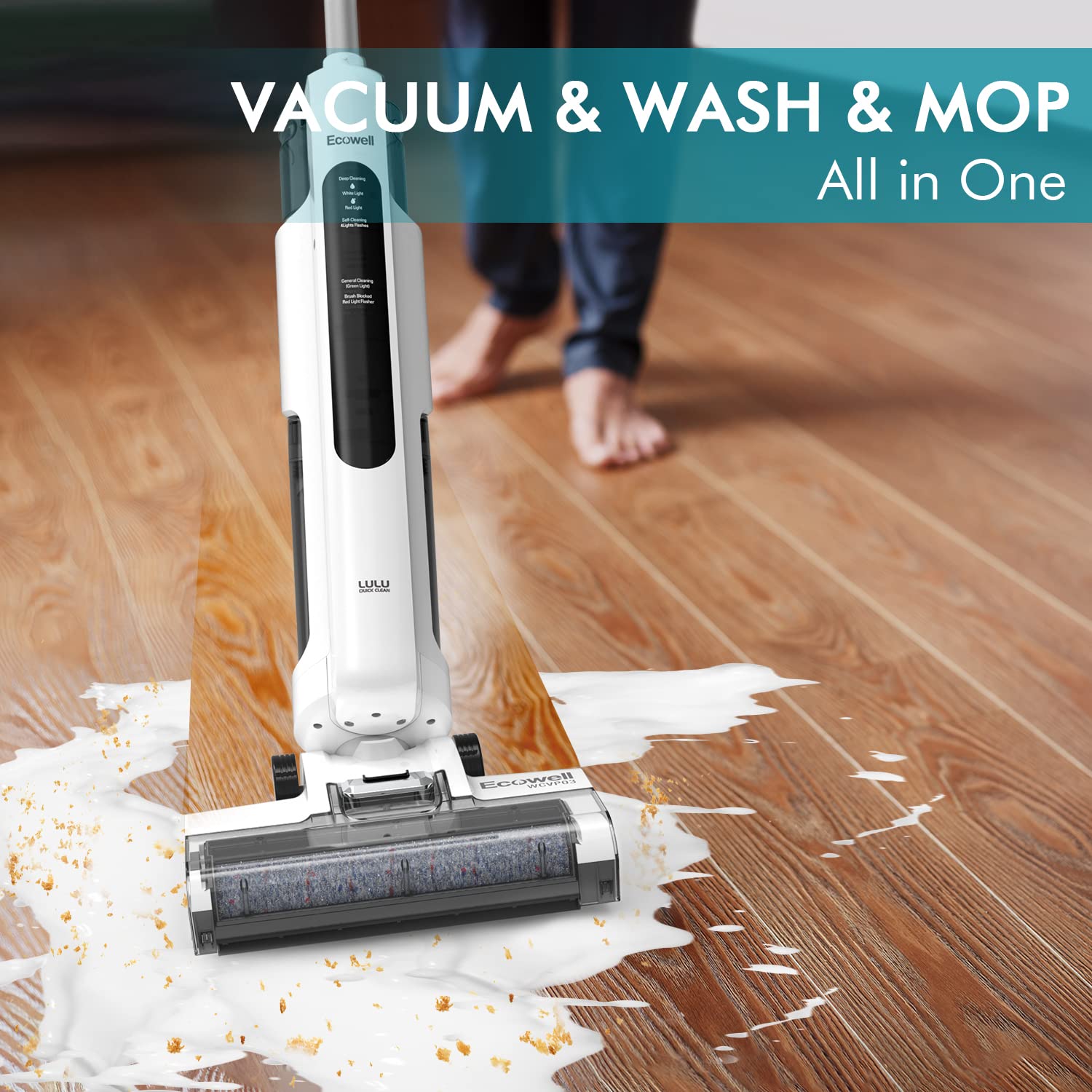 Ecowell Cordless Wet Dry Vacuum Cleaner and Mop - Self-Cleaning 2-in-1 for Hard Floors & Area Rugs | Lightweight 8.2lbs | Perfect for Pet Hair, Spills & Daily Home Cleaning
