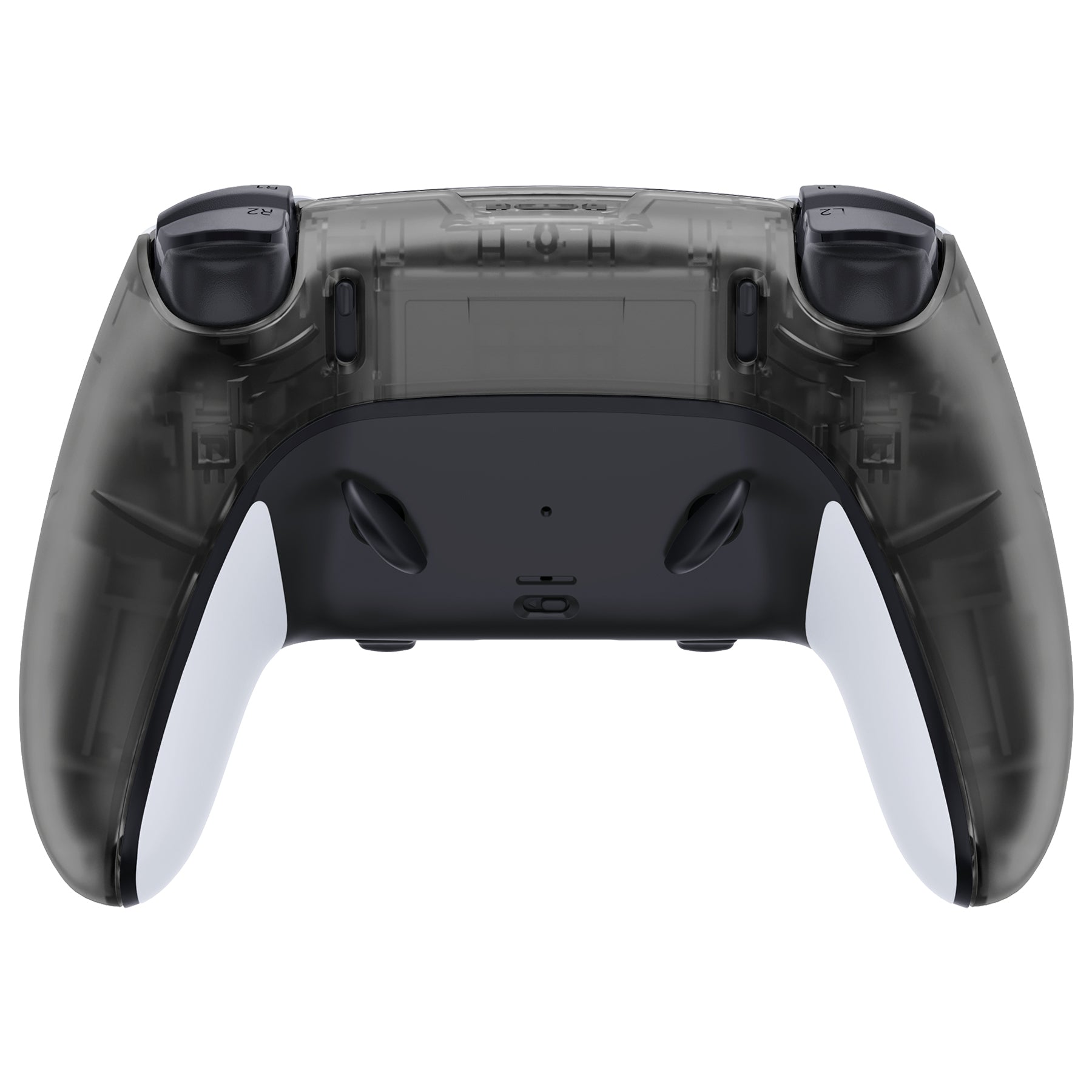 eXtremeRate Clear Black Replacement Back Housing Bottom Shell for PS5 Edge Controller - Durable & Easy Installation for Enhanced Gaming Experience