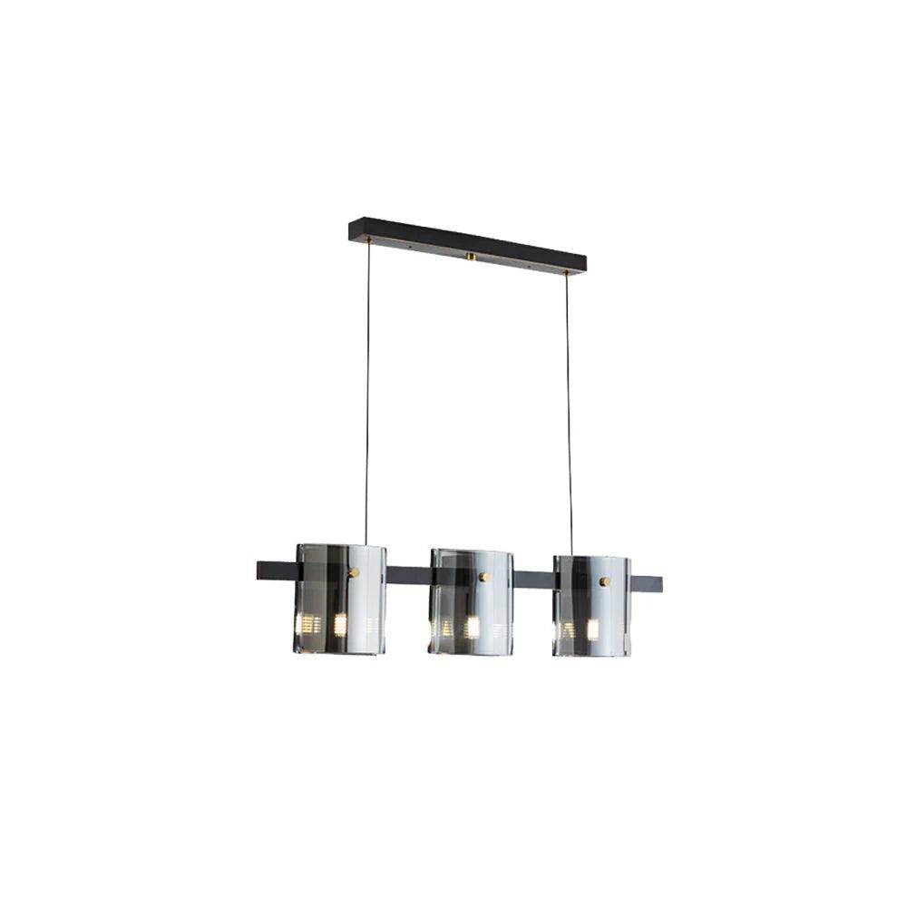 Modern Rectangular Glass Dining Room Brass Pendant Light - Elegant Hanging Chandelier for Kitchen Island, Breakfast Nook & Dining Table Lighting