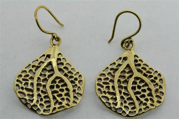 Handmade Brass Bodhi Leaf Earrings for Women - Spiritual & Boho Jewelry - Perfect for Meditation, Yoga, and Festivals