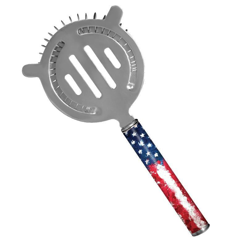 Premium Cocktail Strainer with Pipe Handle - American Flag Design for Bartending & Mixology | Perfect for Home Bars, Cocktail Parties & Professional Use