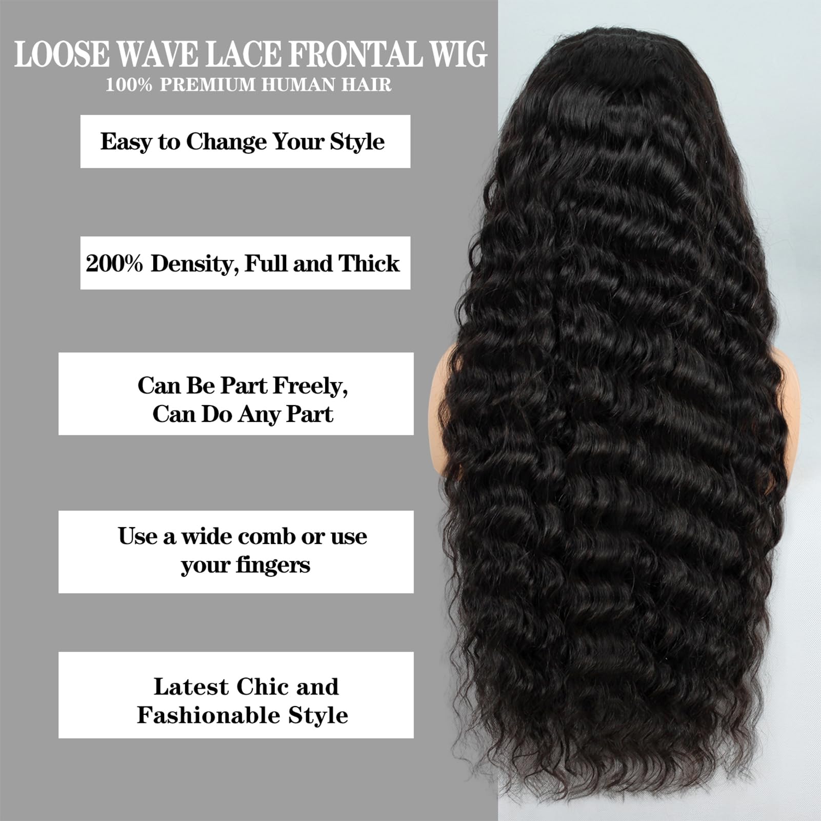 30 Inch Loose Wave Lace Front Wigs Human Hair 200% Density 13x4 HD Transparent Lace Frontal - Glueless Pre Plucked with Baby Hair for Women - Perfect for Daily Wear, Cosplay, and Special Occasions