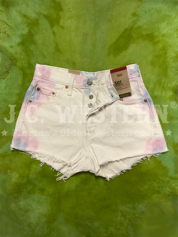 Levi's Women's 501 Original Shorts - White Tie Dye Denim Shorts for Casual Wear & Summer Outfits