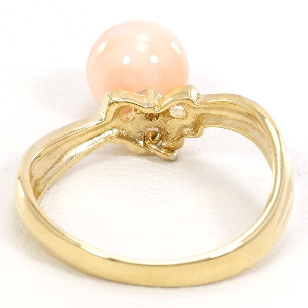 18K Yellow Gold Coral Diamond Ring for Women - Elegant Handmade Jewelry for Engagement, Wedding & Special Occasions