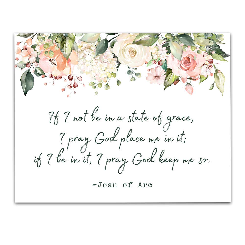TJ Originals - Joan of Arc Christian Bible Quote Wall Art Print 11x14 Inches | Inspirational Bible Verse Decor for Home, Office & Church | Gift for Women, Family & Friends | Birthday & Religious Occasions | Floral Design