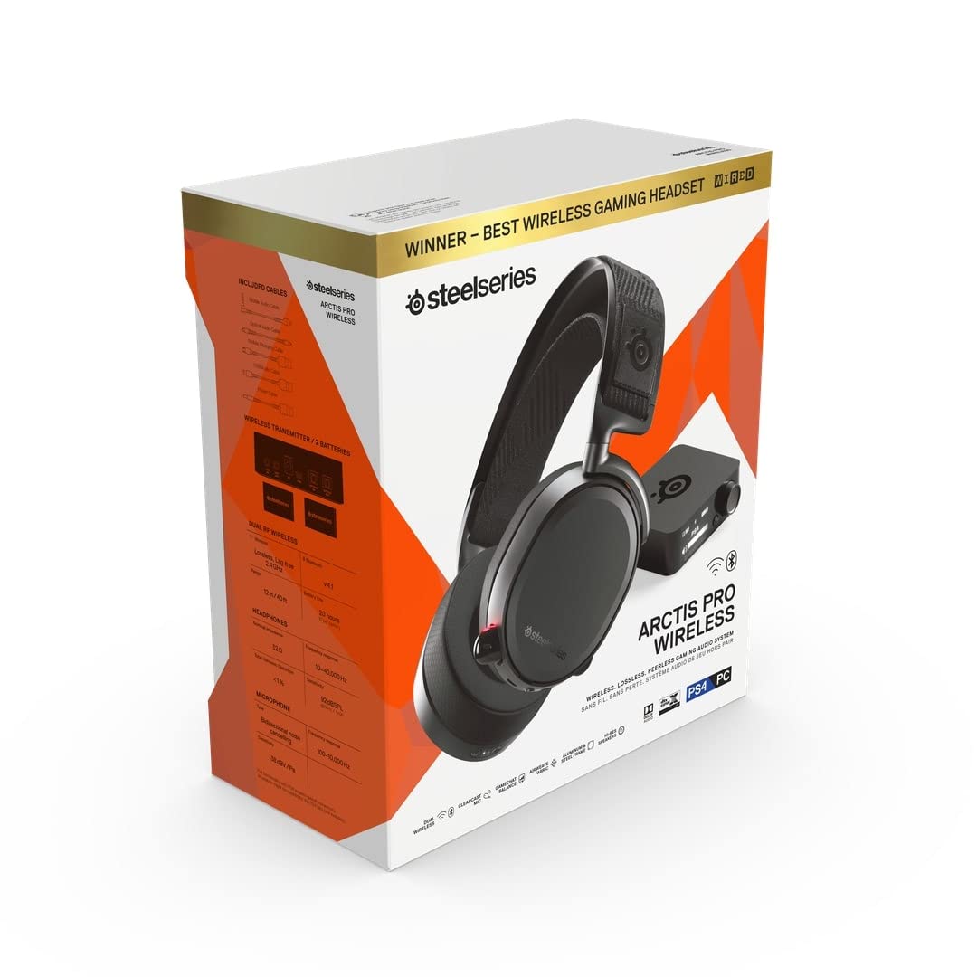 SteelSeries Arctis Pro Wireless Gaming Headset with Hi-Res Audio, Dual Wireless (2.4GHz & Bluetooth), Dual Battery System - Premium Wireless Headphones for PC, PS5, Xbox & Mobile Gaming