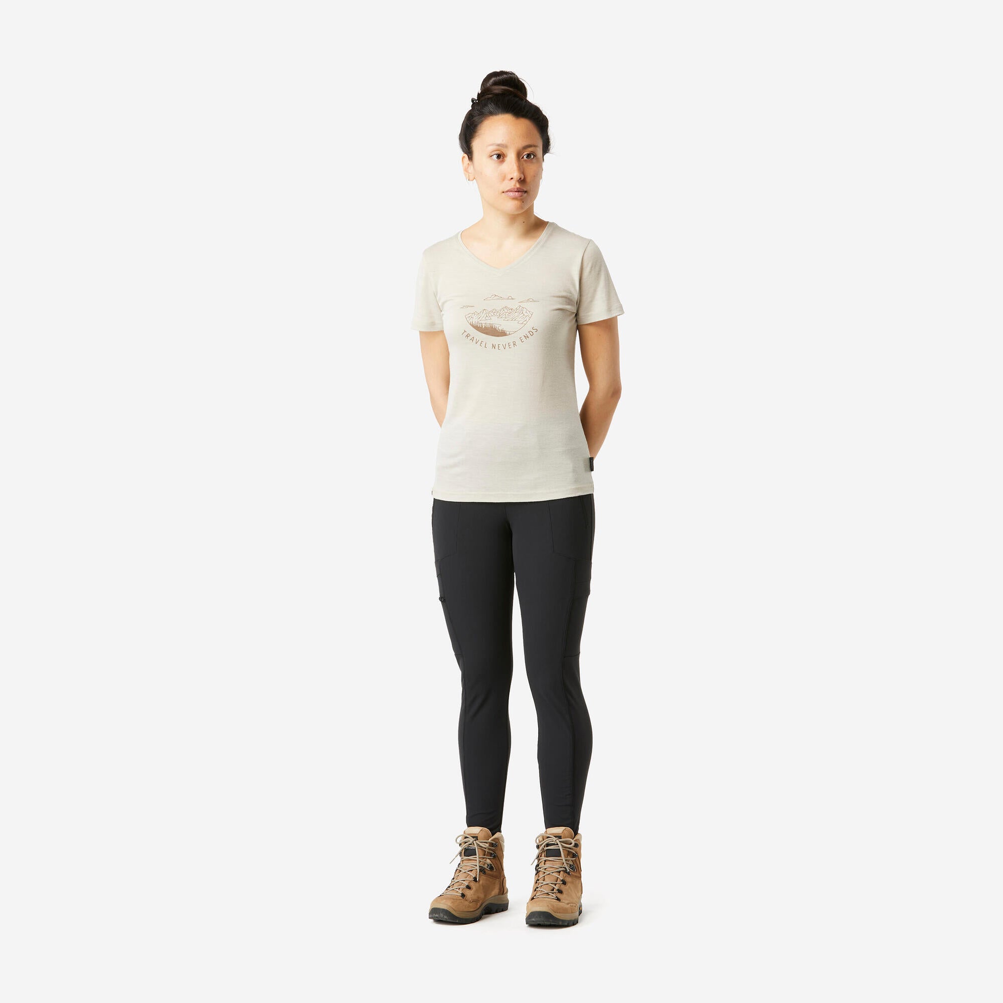 Simond Women's Travel 500 High-Waisted Yoga Leggings - Comfortable Stretchy Workout Pants for Running, Gym & Travel - Perfect for Yoga, Pilates & Lounge Wear