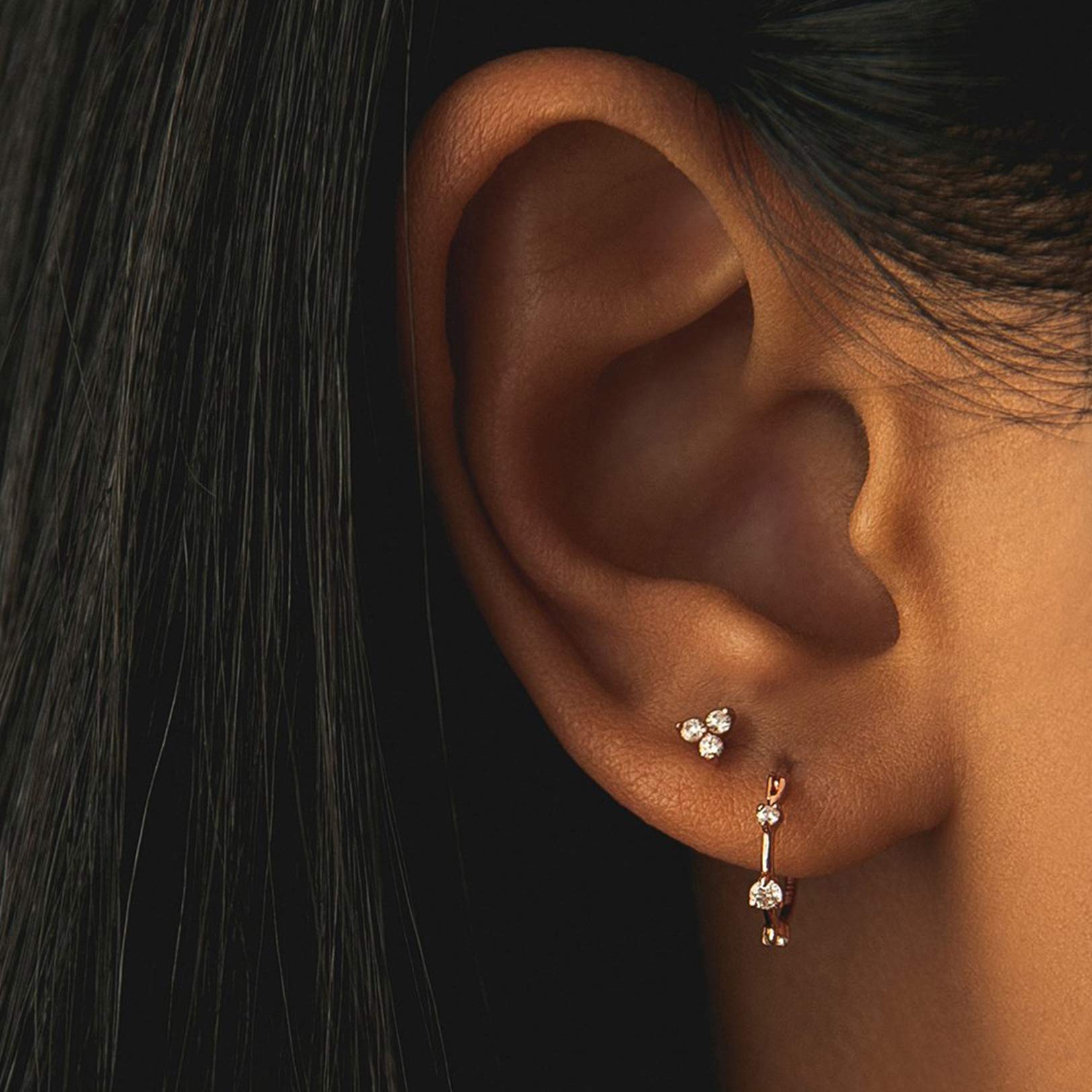 Sterling Silver Flower Stud Earrings for Women & Men - 1 Pair 4mm Cubic Zirconia CZ Earrings | Hypoallergenic Cartilage & Tragus Piercing Jewelry for Teens - Perfect for Everyday Wear, Gifts & Special Occasions