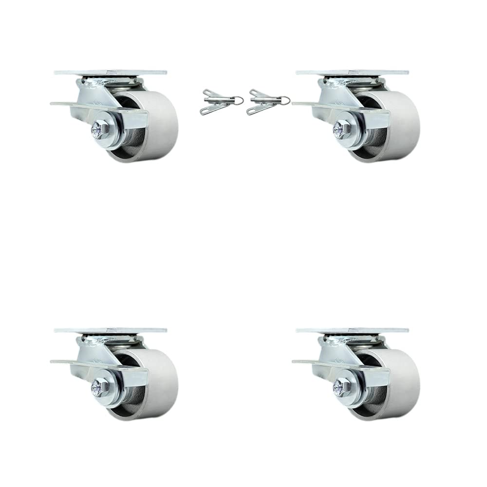 Heavy Duty Steel Swivel Caster Wheels with Brakes - 3.25 Inch Industrial Casters with Top Plate for Furniture, Equipment & Carts - Perfect for Warehouses, Workshops & Moving Heavy Loads