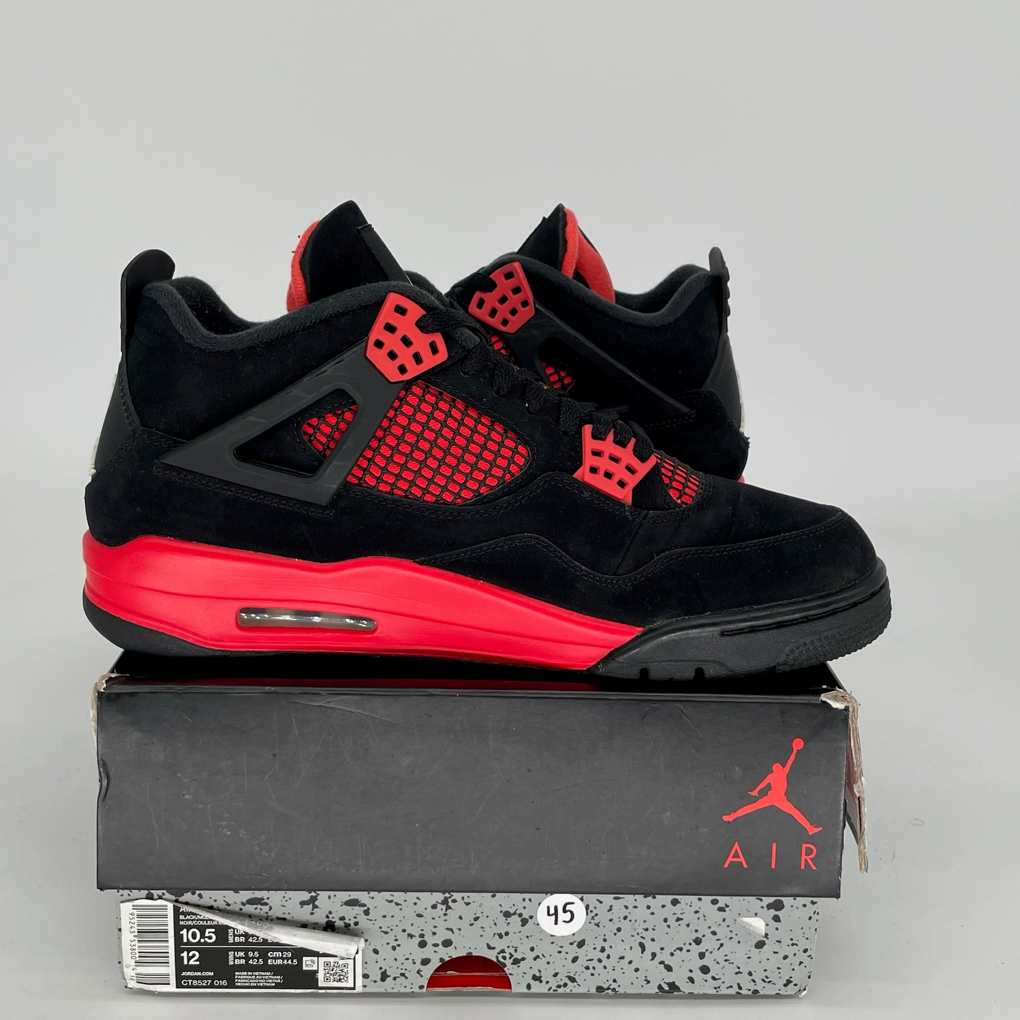 AIR JORDAN 4 Red Thunder Men's Basketball Shoes Size 10.5 - Style CT8527-016 | Retro Sneakers for Casual Wear & Street Fashion