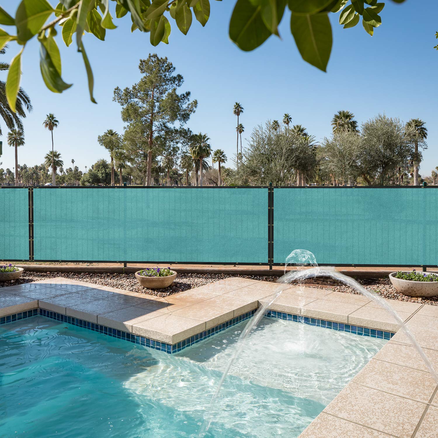 E&K Sunrise 4' x 81' UV Resistant Privacy Fence Screen with Reinforced Grommets - Durable Outdoor Windscreen for Backyard, Garden & Patio Cover - Turquoise Shade Solution for Sun Protection & Privacy | Ideal for Pool Areas, Deck Enclosures, Outdoor Living Spaces, Sports Courts & RV Camping