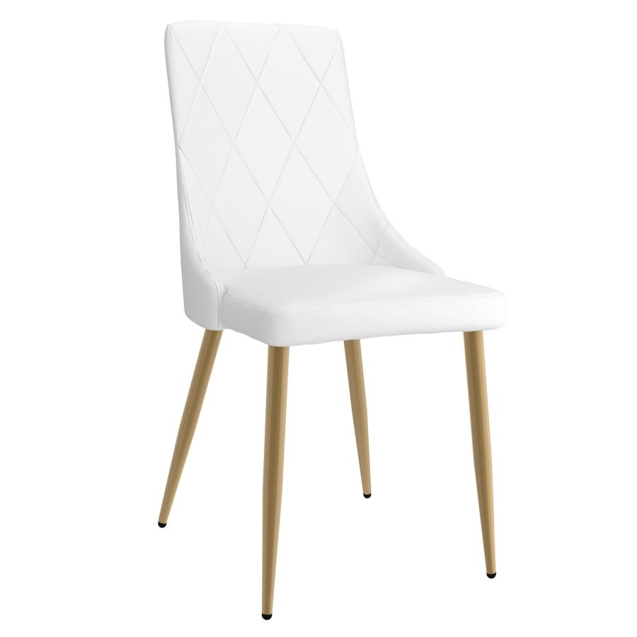 Carmilla/Antoine 5-Piece Dining Set - Aged Gold Finish with White Upholstered Chairs - Perfect for Kitchen, Dining Room & Small Space Entertaining
