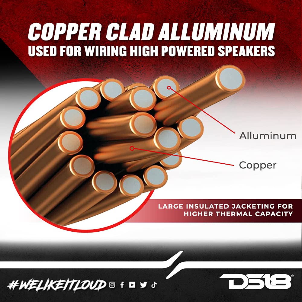 DS18 SW-16GA-100RB 16 Gauge Ultra Flexible Speaker Wire - 100 Feet Red & Black Audio Cable for Home Theater, Car Audio, and Professional Sound Systems - High-Quality Oxygen-Free Copper for Clear Sound