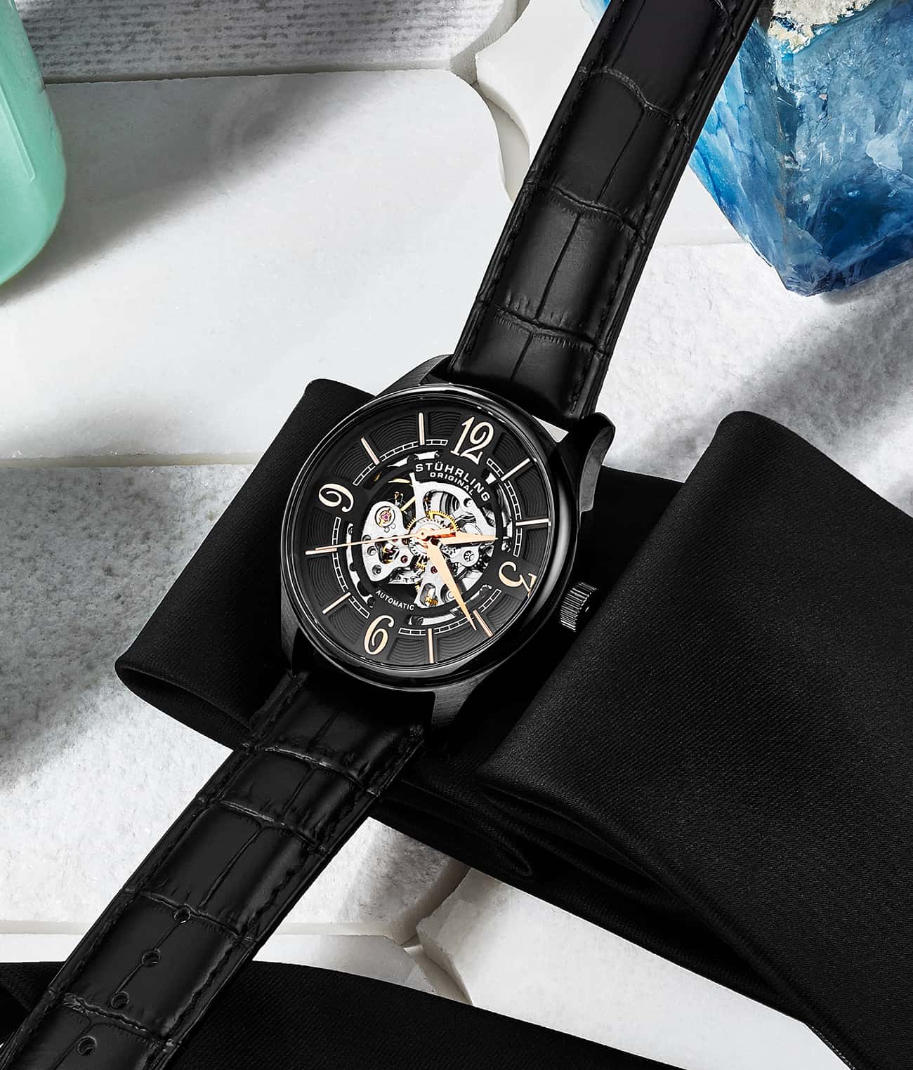 Delphi 992 Automatic 42mm Skeleton Watch for Men - Luxury Mechanical Timepiece with Open Heart Design - Perfect for Business, Formal Events & Gift Giving