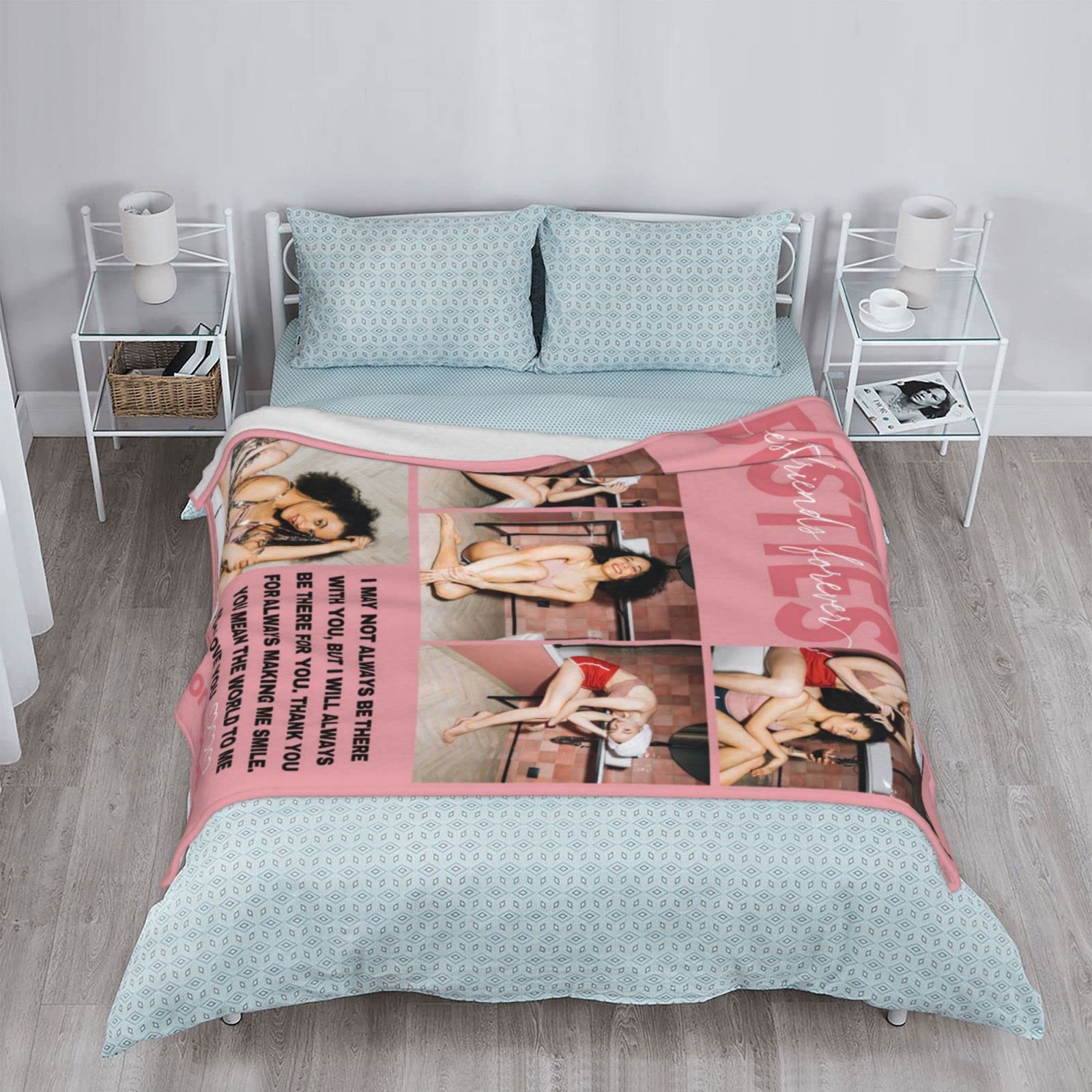 Custom Photo Best Friend Blanket - Personalized Birthday Gift for Women & Long Distance Friendship Present | Soul Sister, BFF & Teen Girls Gift Idea | Perfect for Anniversaries, Christmas & Cozy Nights Together