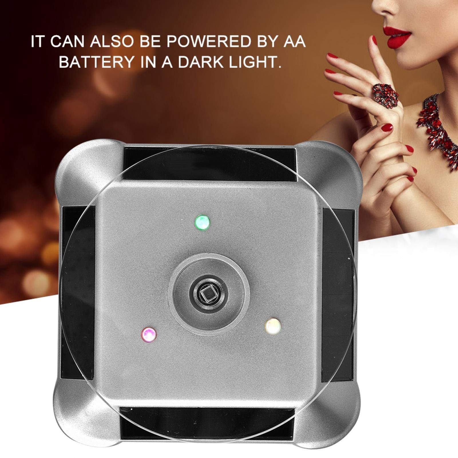 Solar Powered 360° Rotating Display Stand - Battery Operated Turntable for Jewelry, Watches, Rings & Mobile Phones | Perfect for Store Displays, Trade Shows & Home Decor Showcase