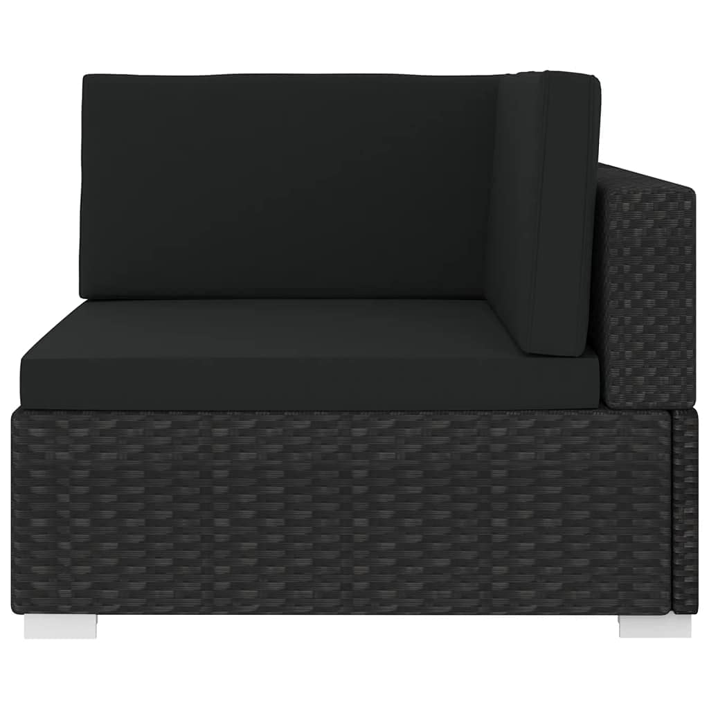 **Outdoor Garden Furniture Set - Black Poly Rattan Sectional Corner Chair with Removable Cushions, Durable & Easy to Clean - Perfect for Patio, Terrace, or Backyard Relaxation**