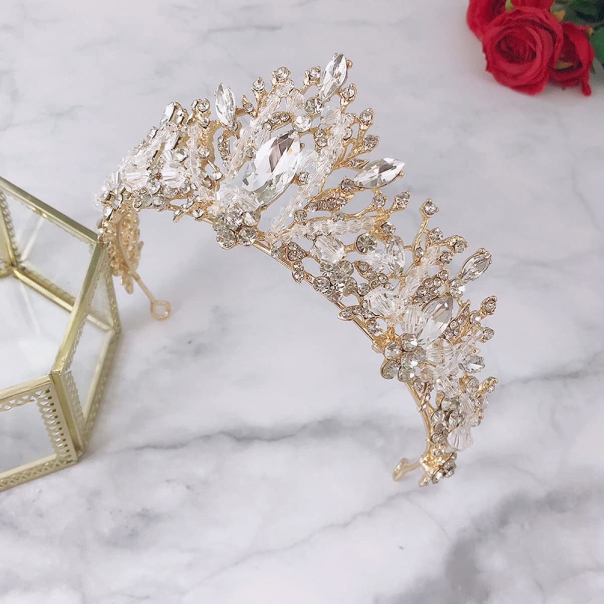 2 Pcs Silver Crystal Crown Tiaras for Women - Rhinestone Bridal Headpiece for Wedding, Prom & Special Occasions | Elegant Alloy Hair Accessories for Bride, Party & Ceremony Events