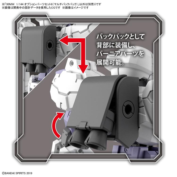Bandai 30MM 1/144 Scale Model Kit - Option Parts Set 8 Multi Backpack for Custom Builds | Perfect for Gundam & Mecha Model Enthusiasts | DIY Customization & Display Scenes