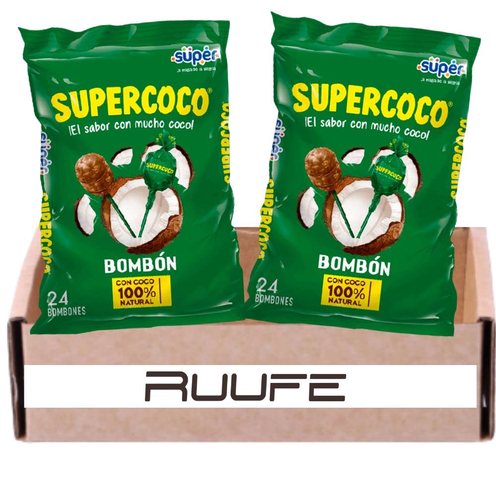 Supercoco Candy Bonbons - 2 Pack (24 Count Each) | Authentic Colombian Coconut Candy | Sweet Tropical Snack for Parties, Gifts & Desserts