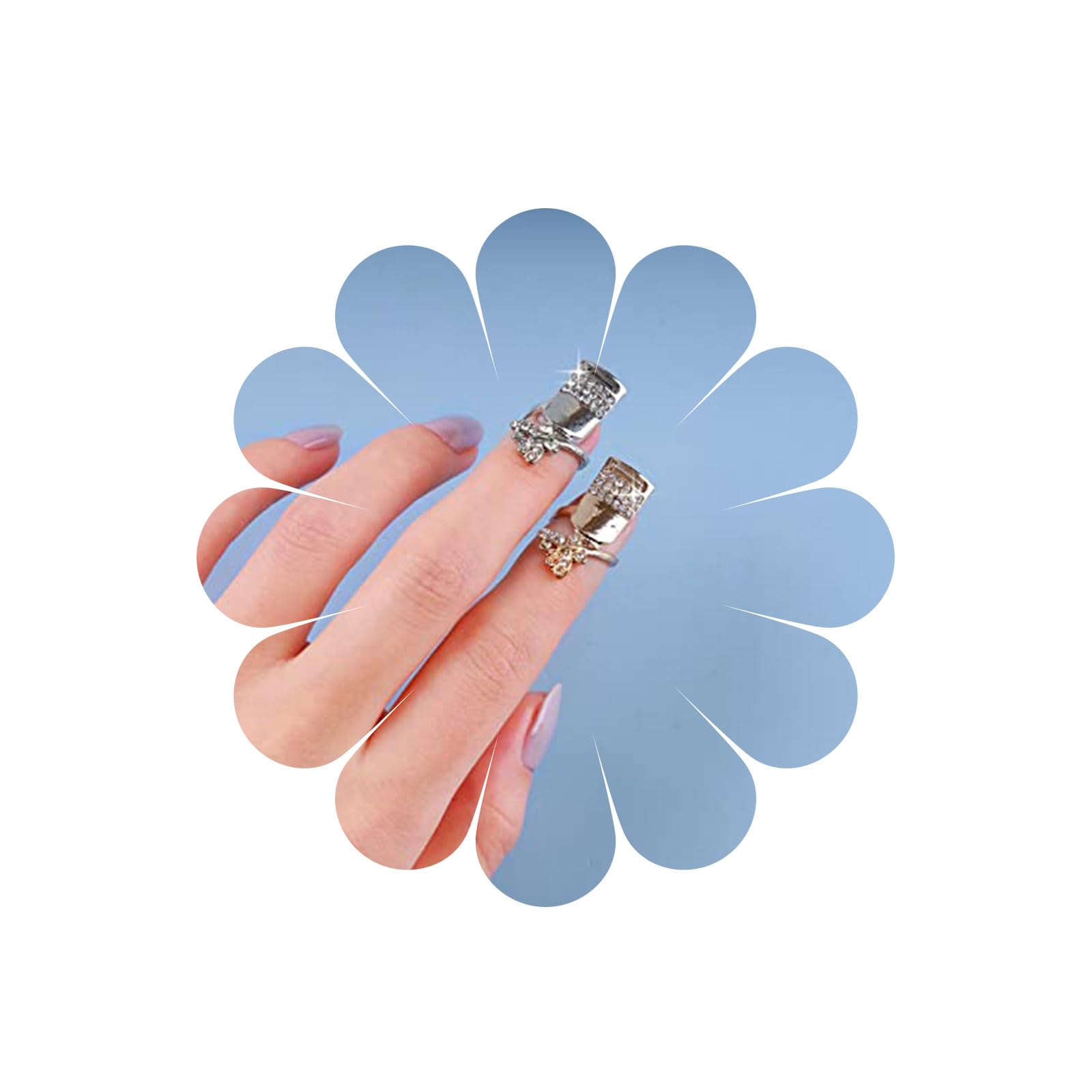 Allereya Vintage Crystal Butterfly Nail Ring - Gold Rhinestone Fingertip Jewelry for Women & Girls | Perfect for Parties, Weddings, and Special Occasions