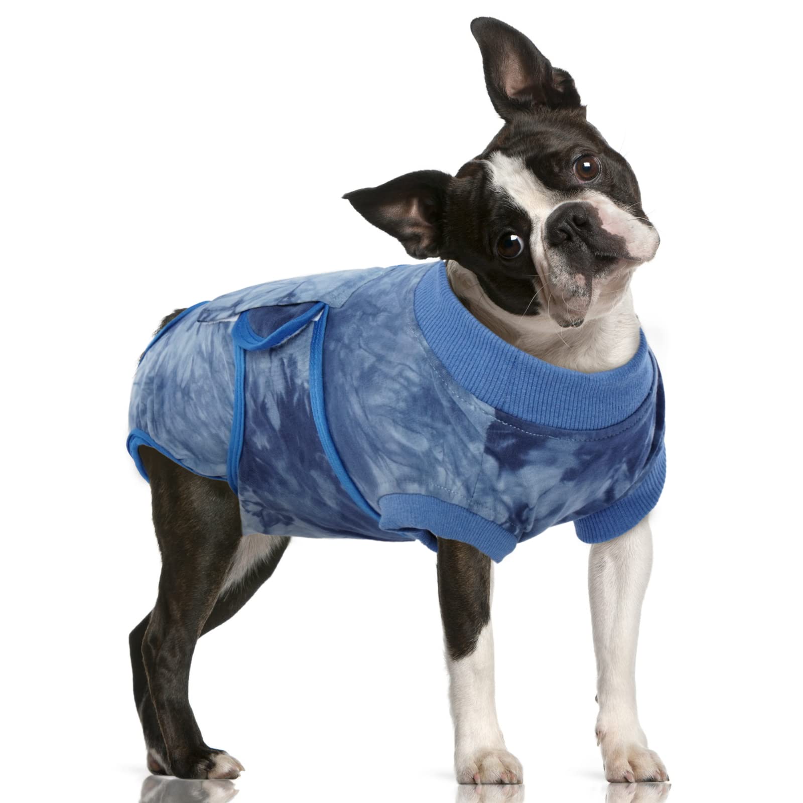 FUAMEY Post-Surgery Recovery Suit for Dogs - Soft Breathable Dog Bodysuit, E-Collar Alternative, Male & Female Dog Neuter/Spay Suit - Anti-Licking Wound Protection Onesie (Blue Tie Dye) - Perfect for Post-Op Care, Wound Healing & Comfort After Vet Procedures