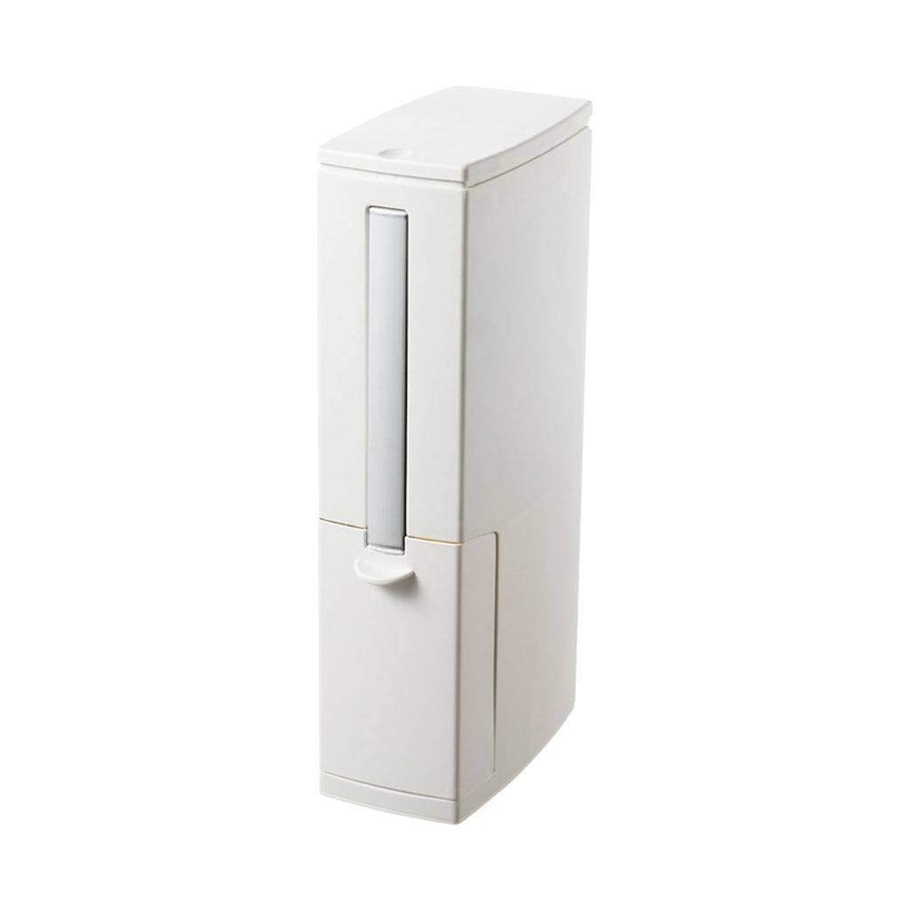 HUNOL Multifunctional Bathroom Trash Can with Integrated Plastic Toilet Brush - White | Space-Saving Bathroom Storage & Organization Solution for Toilets, Showers, and Small Spaces