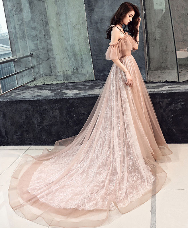 Elegant Pink Tulle Long Prom Dress & Evening Gown for Women - Perfect for Homecoming, Formal Dances, Weddings and Special Occasions