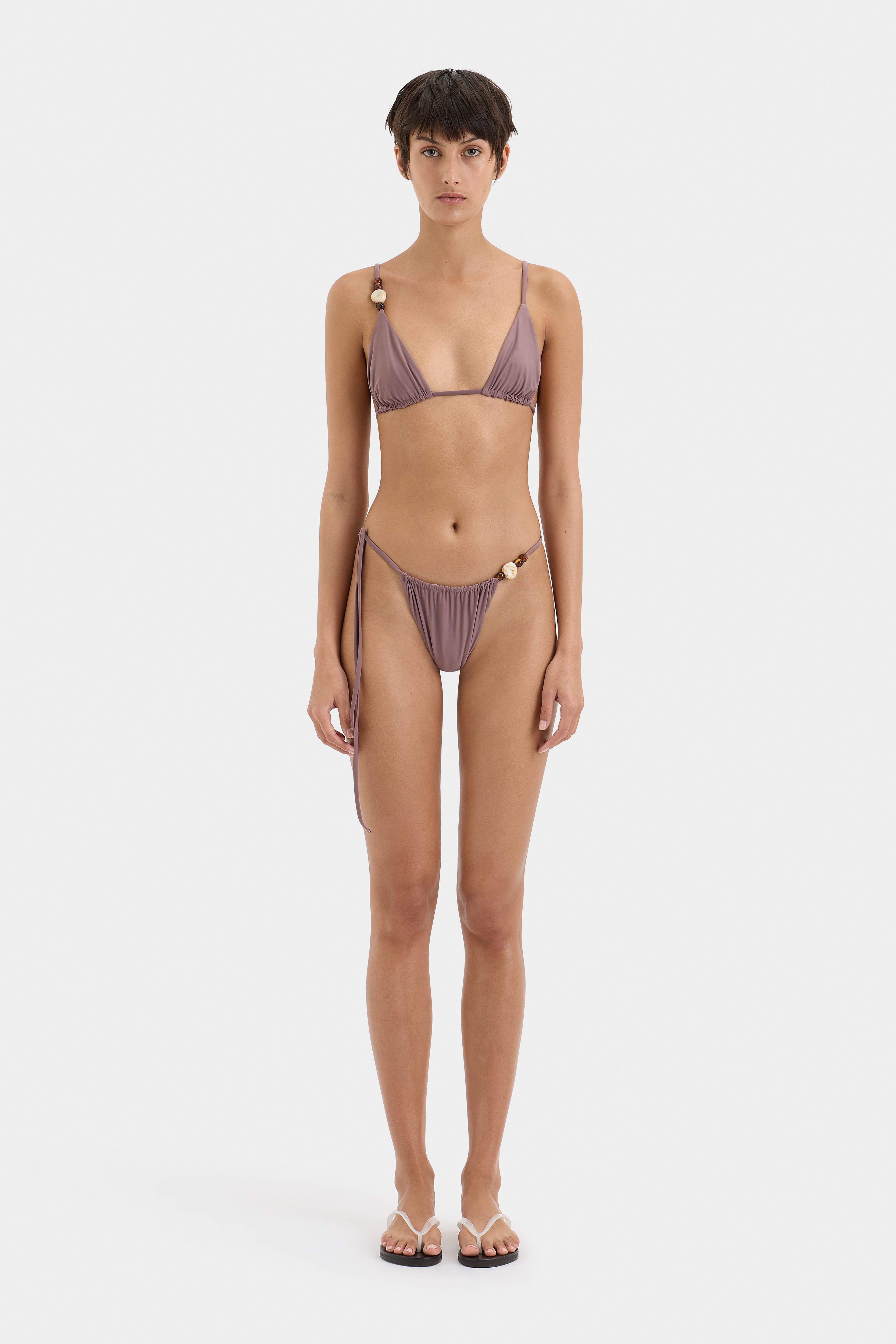 Jeanne Beaded Triangle Bikini Top - Women's Sexy String Swimwear for Beach & Pool Party | Summer Vacation Essential