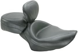 Mustang 79429 Wide Vintage Solo Seat with Driver Backrest for Harley Sportster 2004 & Newer - 4.5 Gallon Tank Replacement - Comfortable Cruiser Motorcycle Accessory for Long Rides & Road Trips