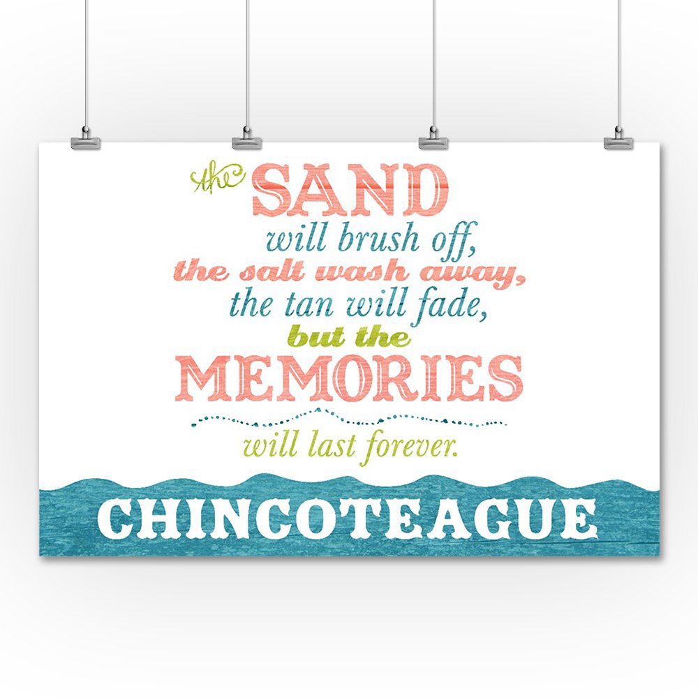 Chincoteague Virginia Beach Memories Art Print - 36x54 Giclee Gallery Quality Travel Poster for Coastal Wall Decor | Perfect for Beach House, Living Room & Office Decor