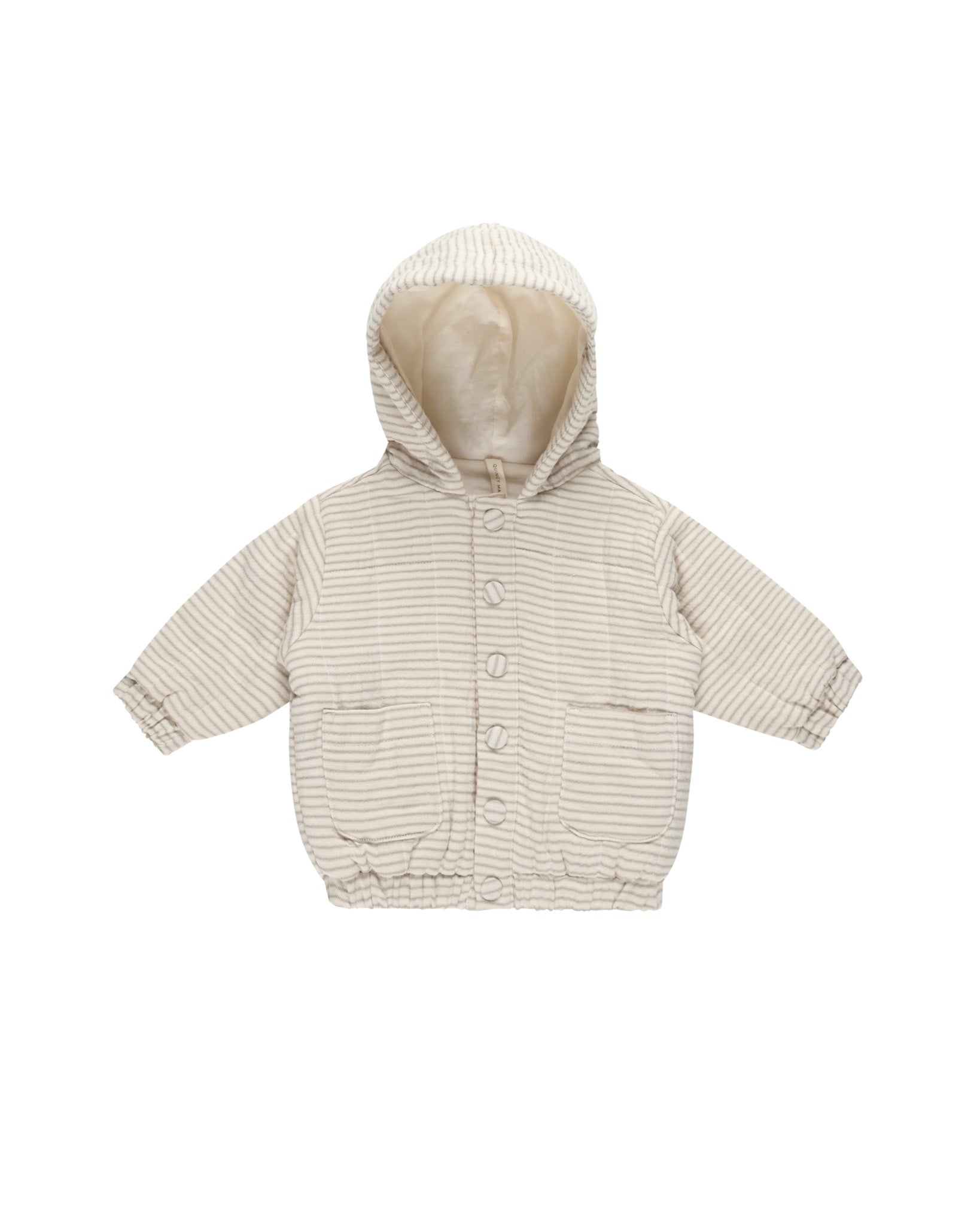 Quincy Mae Hooded Woven Jacket for Women - Lightweight Basil Stripe Outdoor Windbreaker | Perfect for Hiking, Camping & Spring Layering