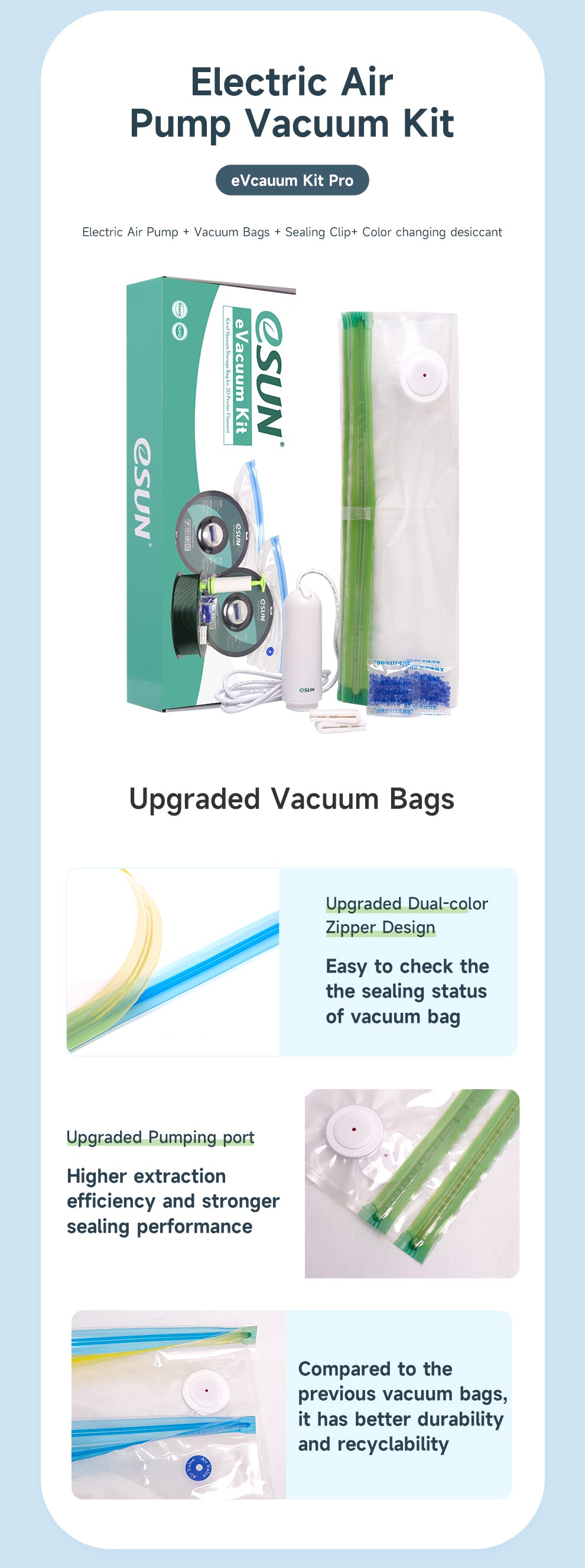 eSun eVacuum Kit Pro 2 - Portable Vacuum Sealer for Food Storage | Compact Home & Kitchen Appliance | Perfect for Meal Prep, Sous Vide & Freezer Organization