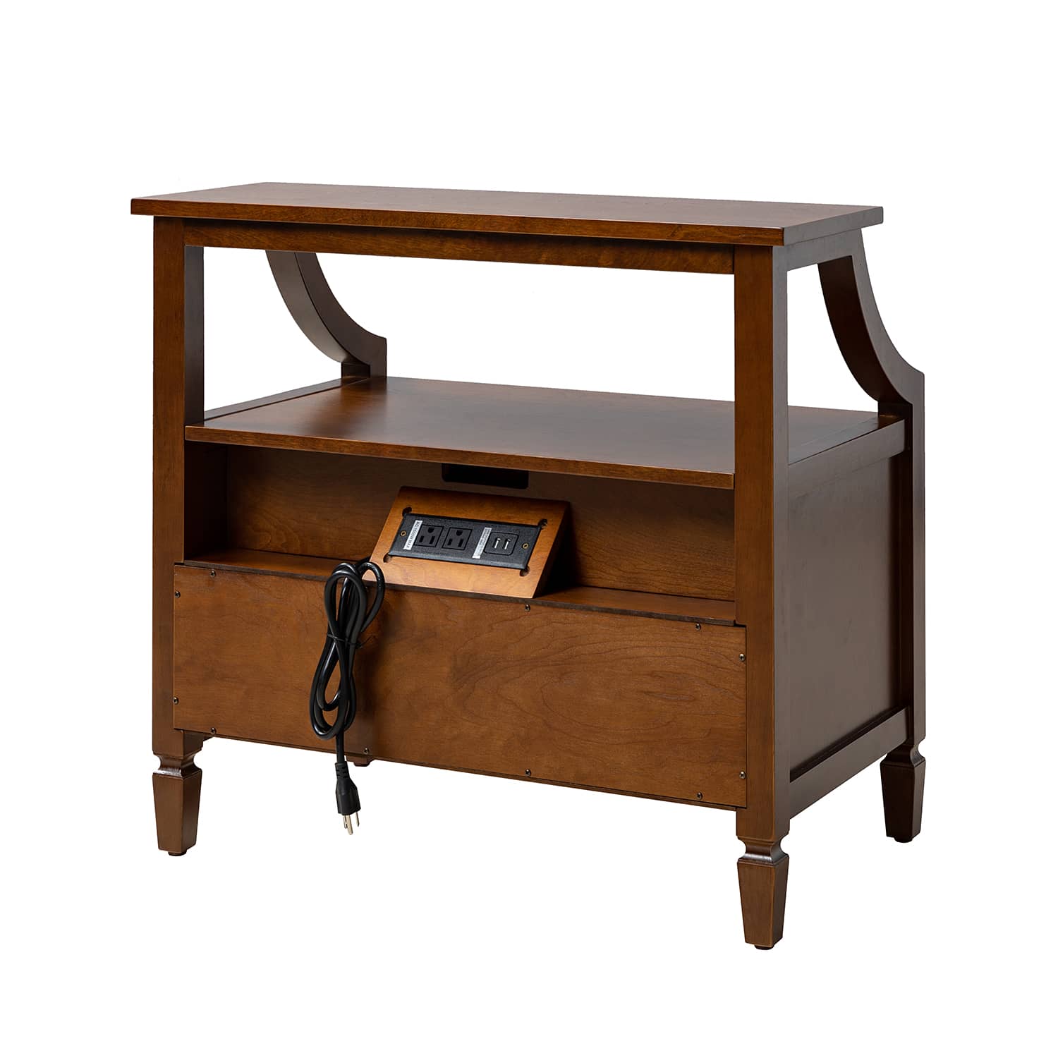 Grace 2-Drawer Nightstand with USB Charging Ports & Power Outlets - Modern Bedside Table for Bedroom, Living Room & Office Use