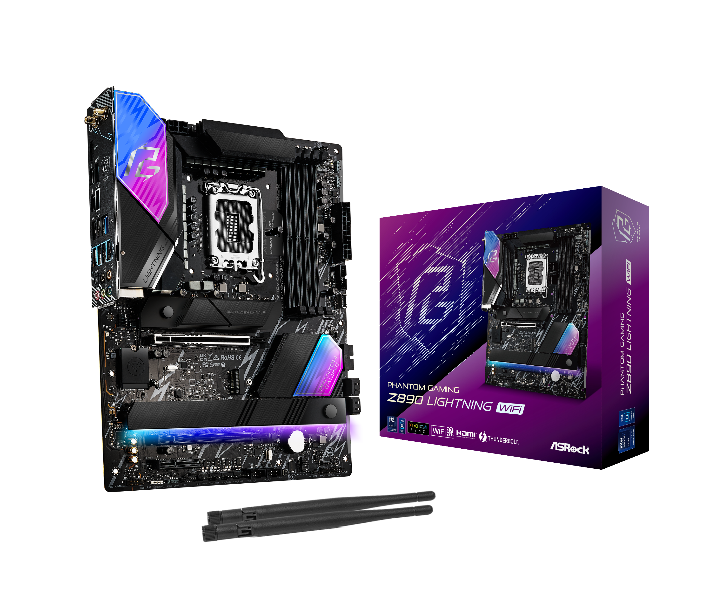 ASRock Z890 Lightning WiFi LGA 1851 DDR5 ATX Gaming Motherboard - High Performance PC Build for Streaming, Gaming & Content Creation