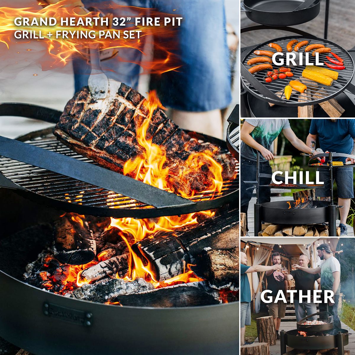 Montana X 32 Grill and Frying Pan Set - Nonstick Cookware for Outdoor BBQ, Camping & Home Cooking | Durable Stainless Steel Kitchenware for Grilling, Searing & Frying
