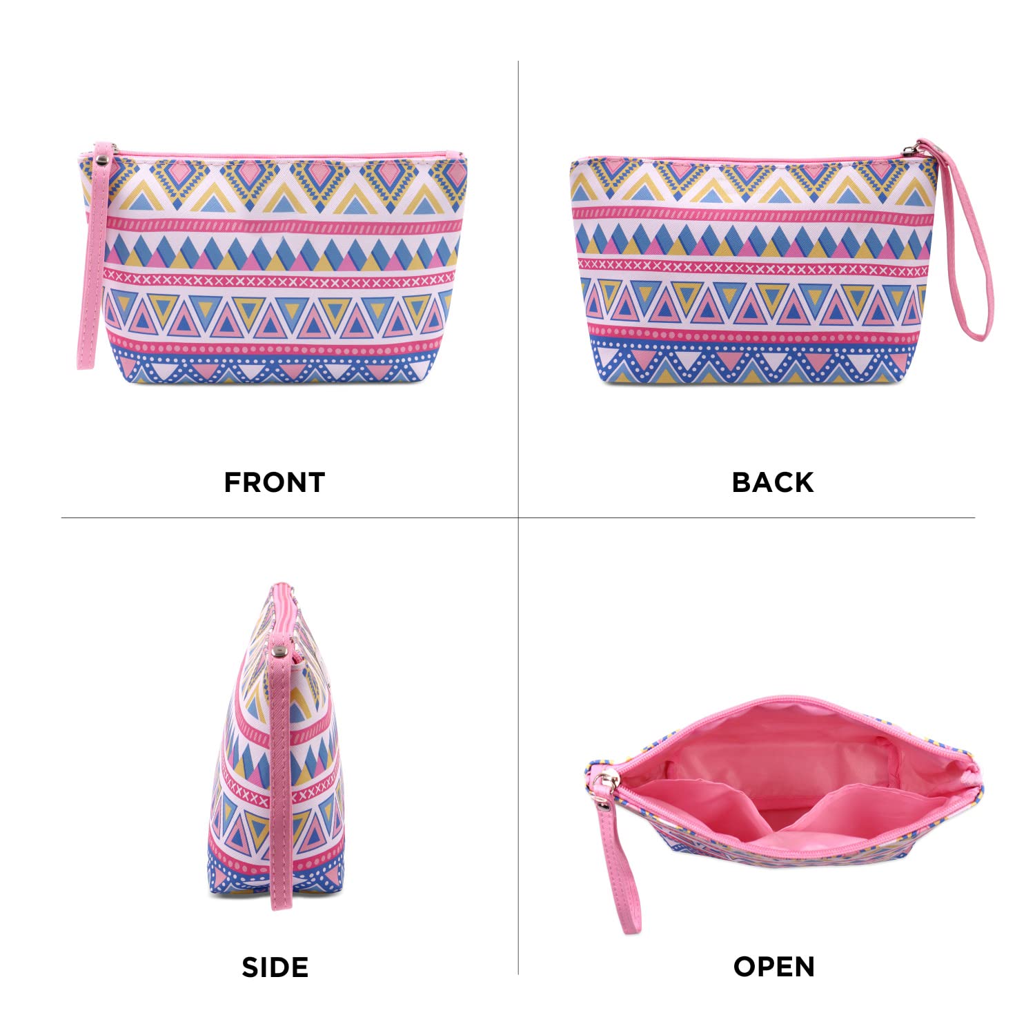 **Ayaha PU Geometric Print Makeup Pouch for Women – Stylish Cosmetic Bag for Travel, Toiletries & Accessories | Perfect for Travel, Gym, and Daily Use**